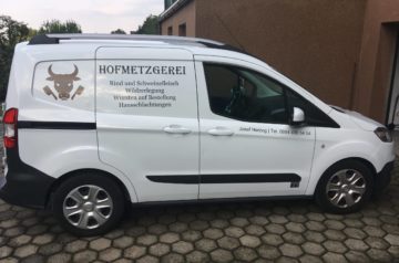 Fahrzeug Beschriftung Hofmetzgerei Josef Herzog